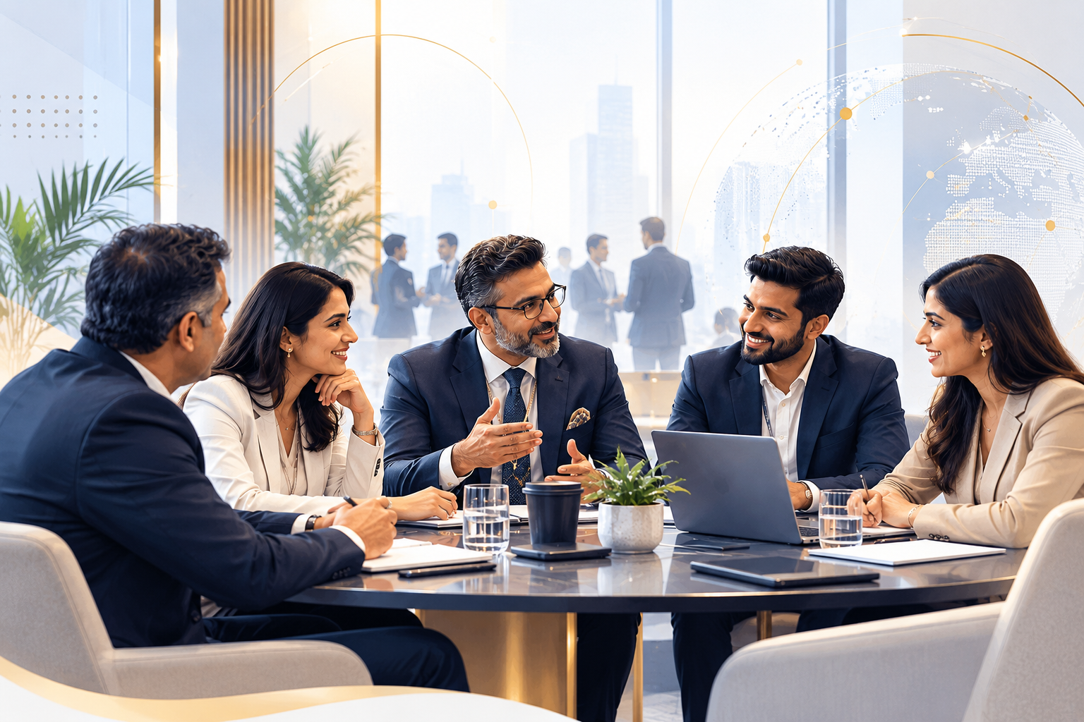 Business professionals connecting during a cross-sector networking session